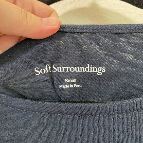 Soft Surroundings Parisian Poet Top Navy Blue Small 100% Cotton - Picture 4 of 7